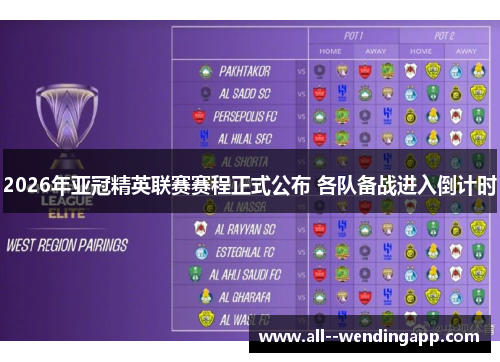 2026年亚冠精英联赛赛程正式公布 各队备战进入倒计时